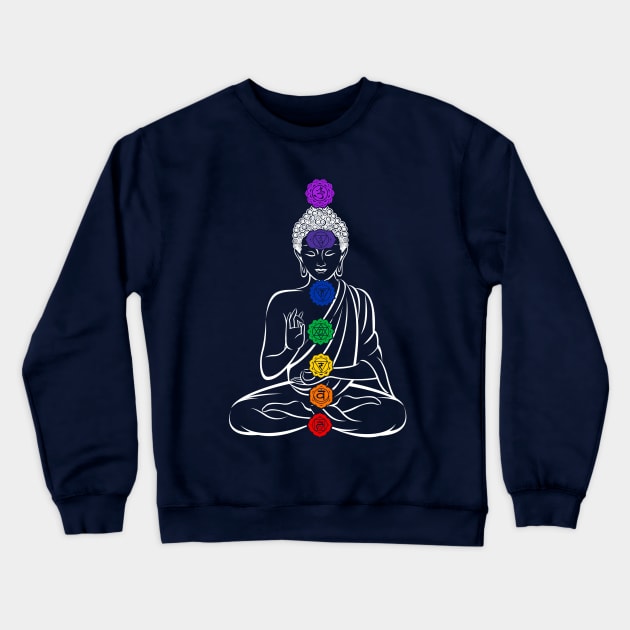 Buddha 7 Chakras Meditation Crewneck Sweatshirt by Nirvanax Studio